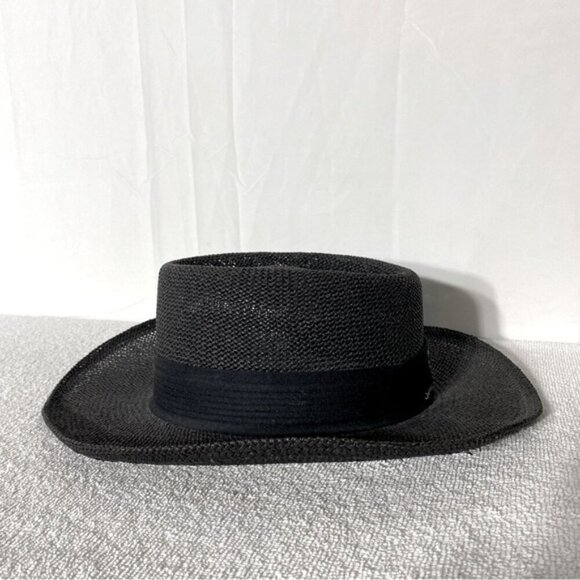 Vintage Billie Ross Sandalwood Black Woven Wide Brim Sun Hat - Picture 5 of 11